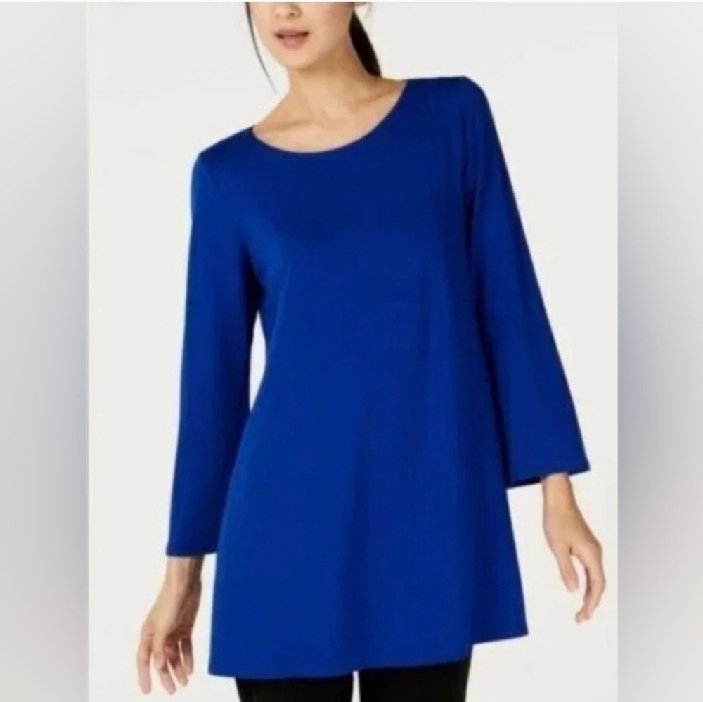 Eileen Fisher A-Line Ballet Neck LS Tunic Top/DressLightweight Royal Size Medium